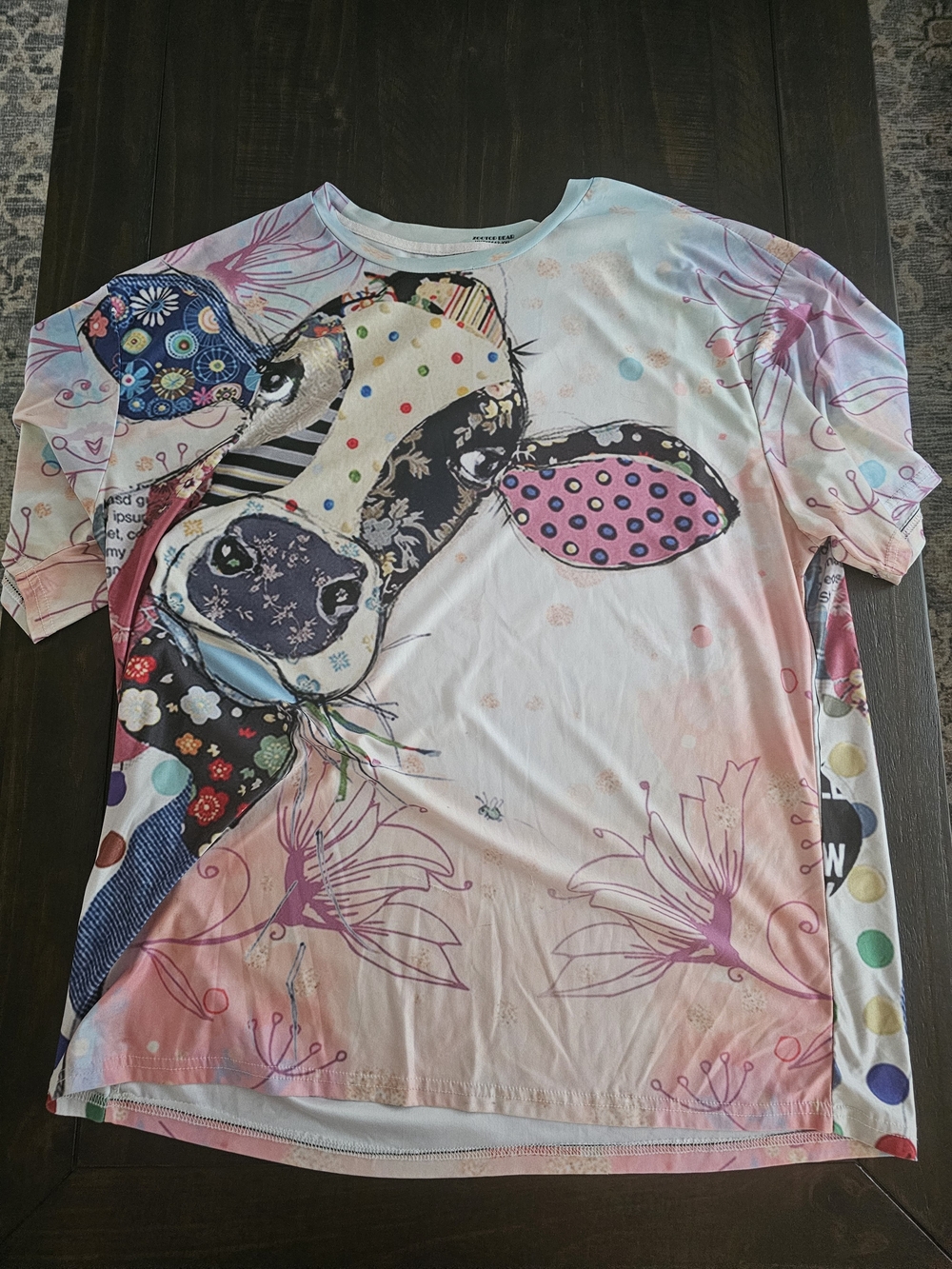 Patchwork Cow Graphic Tee - Pink Multicolor